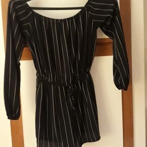 Lac Bleu Pinstriped Short Jumpsuit